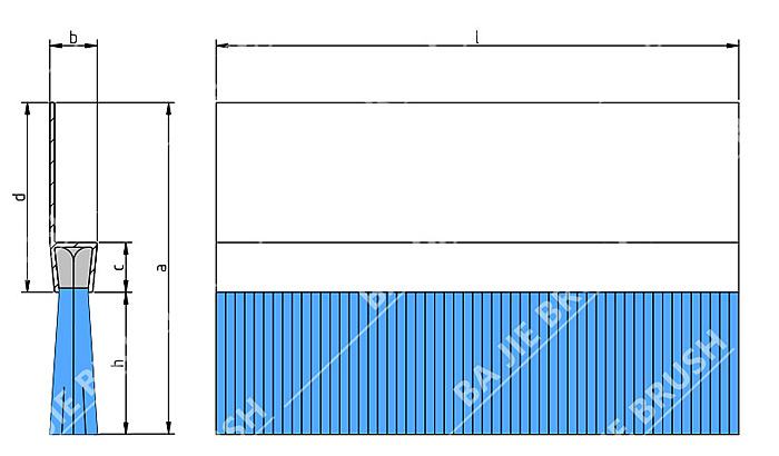 H Profile Strip Brush Drawing